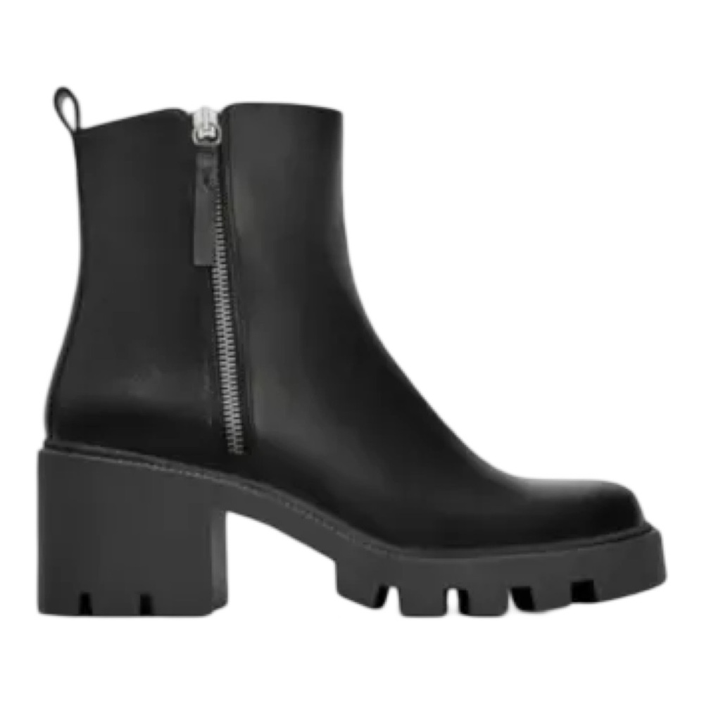 ZARA Leather Ankle Boots Bootie Track Color: Black Black Size: 9 NWT.